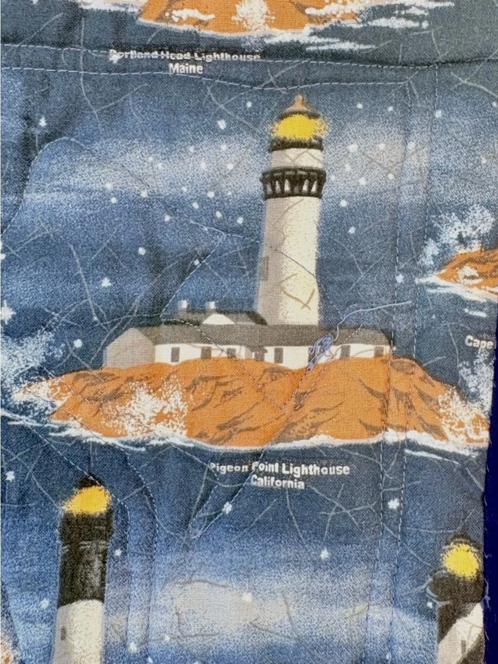 Handmade Patriotic Americana Lighthouse/Sailboat Finished Wall Quilt 23”x41”